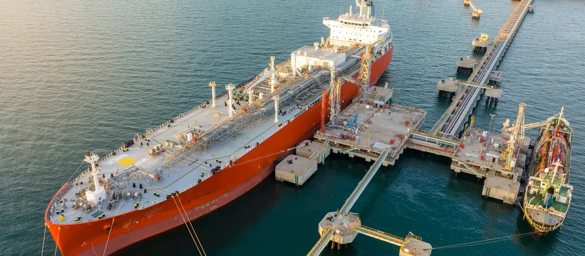 Tanker berthed at an offshore loading terminal
