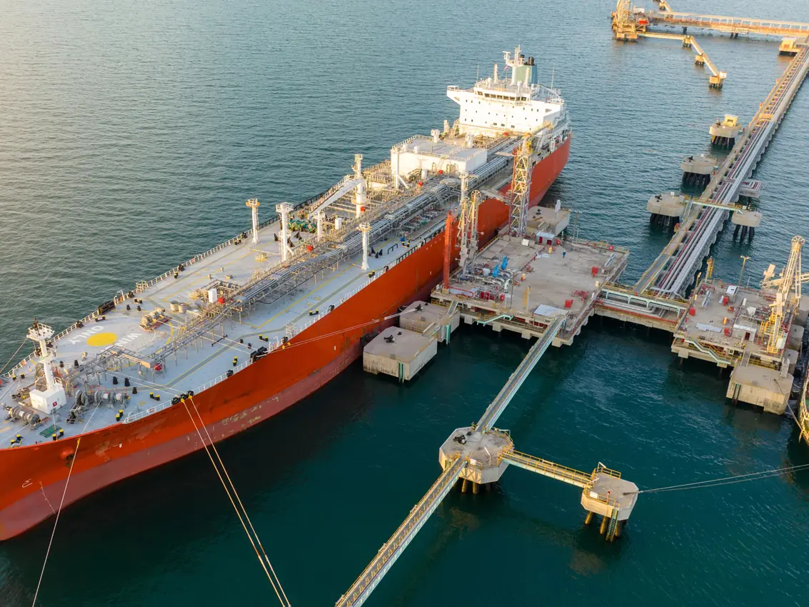 Tanker berthed at an offshore loading terminal